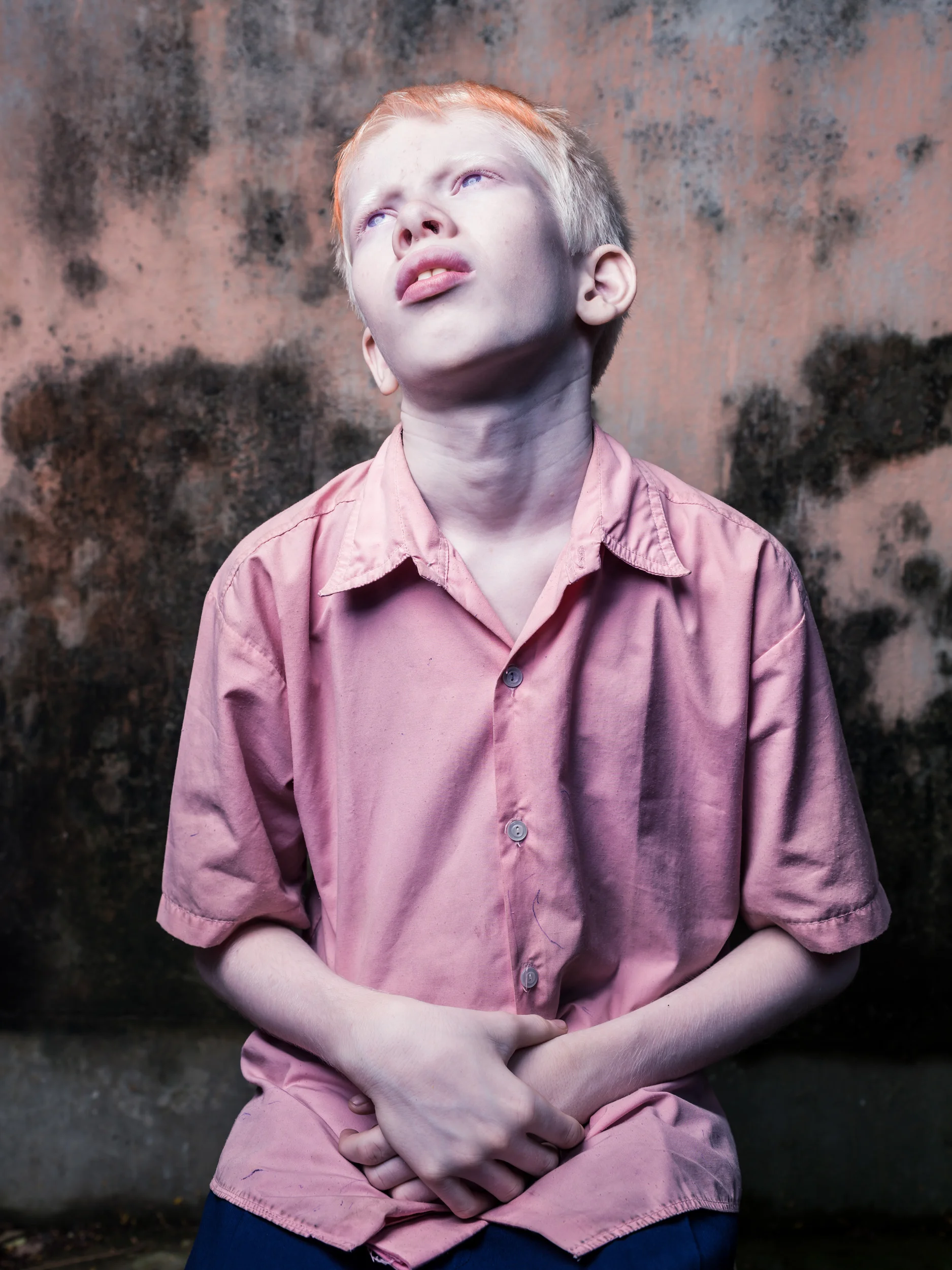 Blind Albino Boys - Vivekananda Mission School for the Blind - India, West Bengal, September 19, 2014.