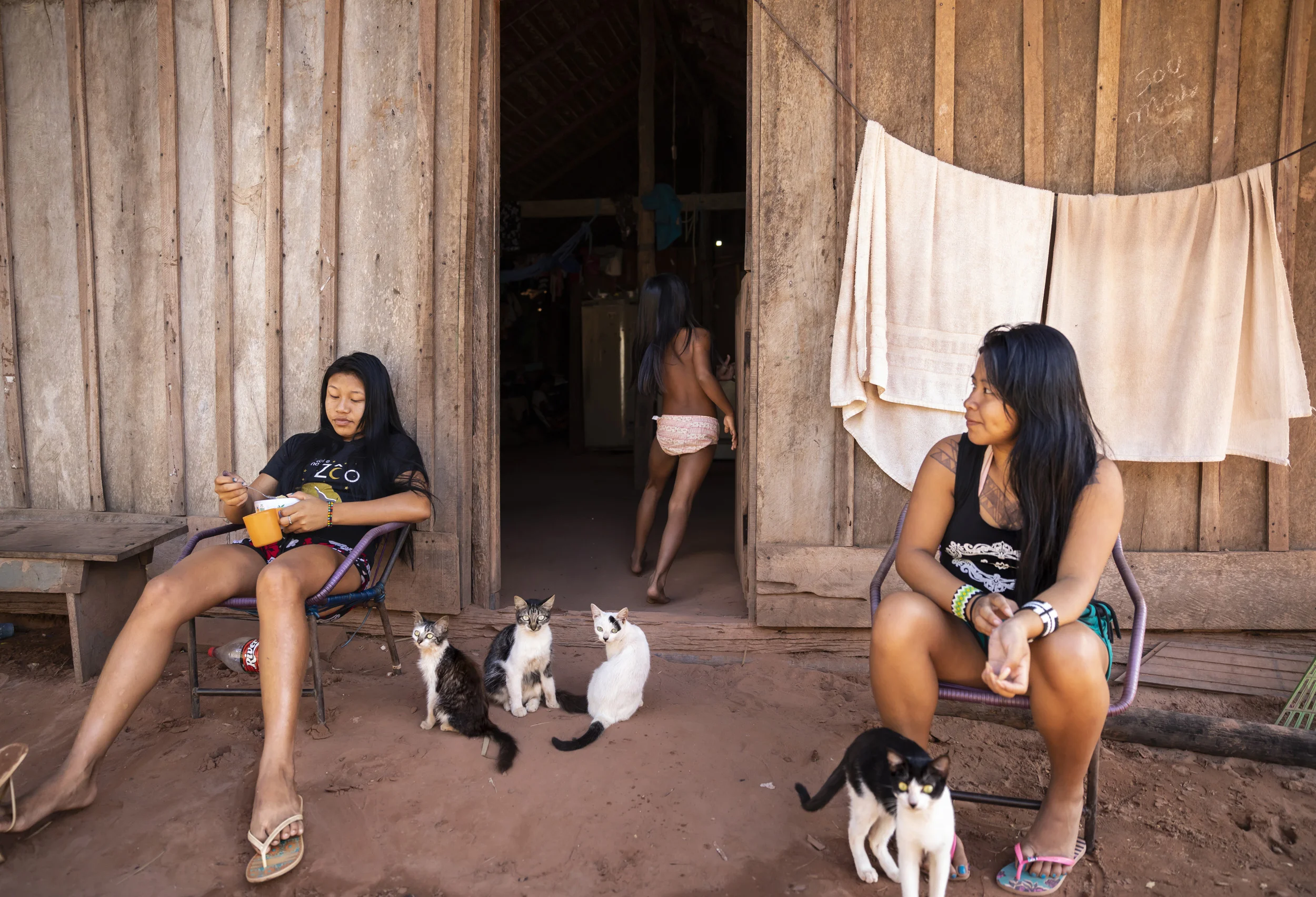 MARANHAO, BRAZIL, JUNE 2018: Scenes from the village of Governador, the central village in the tribal area for Gaviao Indigenous people. TI Governador is the ancestral territory of the Gavião people; it encompasses 42,000 hectares of Amazon forest.