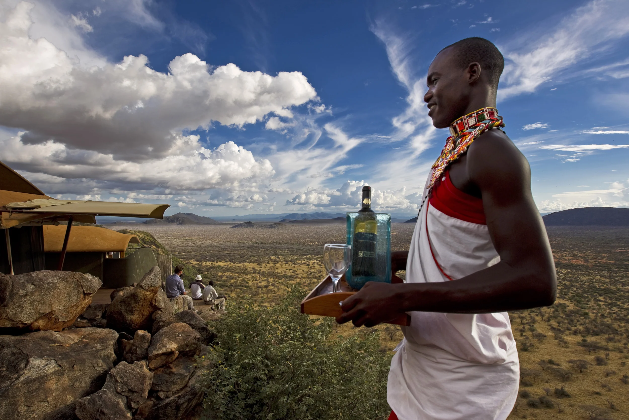 KALAMA CONSERVANCY, ISIOLO DISTRICT, NORTH KENYA: Scenes of local Samburu men from the Kalama Conservancy working at exclusive Saruni Lodge in Northern Kenya, 1 March 2010. The lodge has been in existence for two years, the conservancy for six. It i