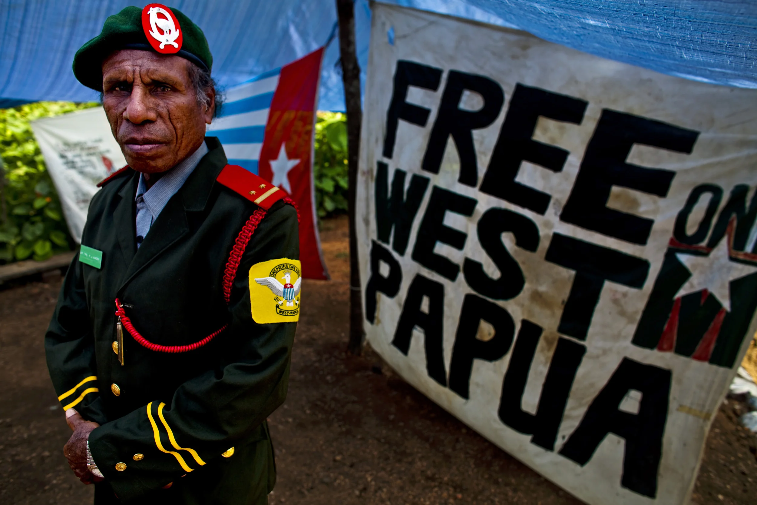 OUTSKIRTS OF PORT MORSEBY, PAPUA NEW GUINEA-DECEMBER 2008: Refugee members of the OPM Free West Papua movement in a refugee camp on the outskirts of Port Morseby, Papua New Guinea, 23 December 2008. Many here have been political refugees for over 30