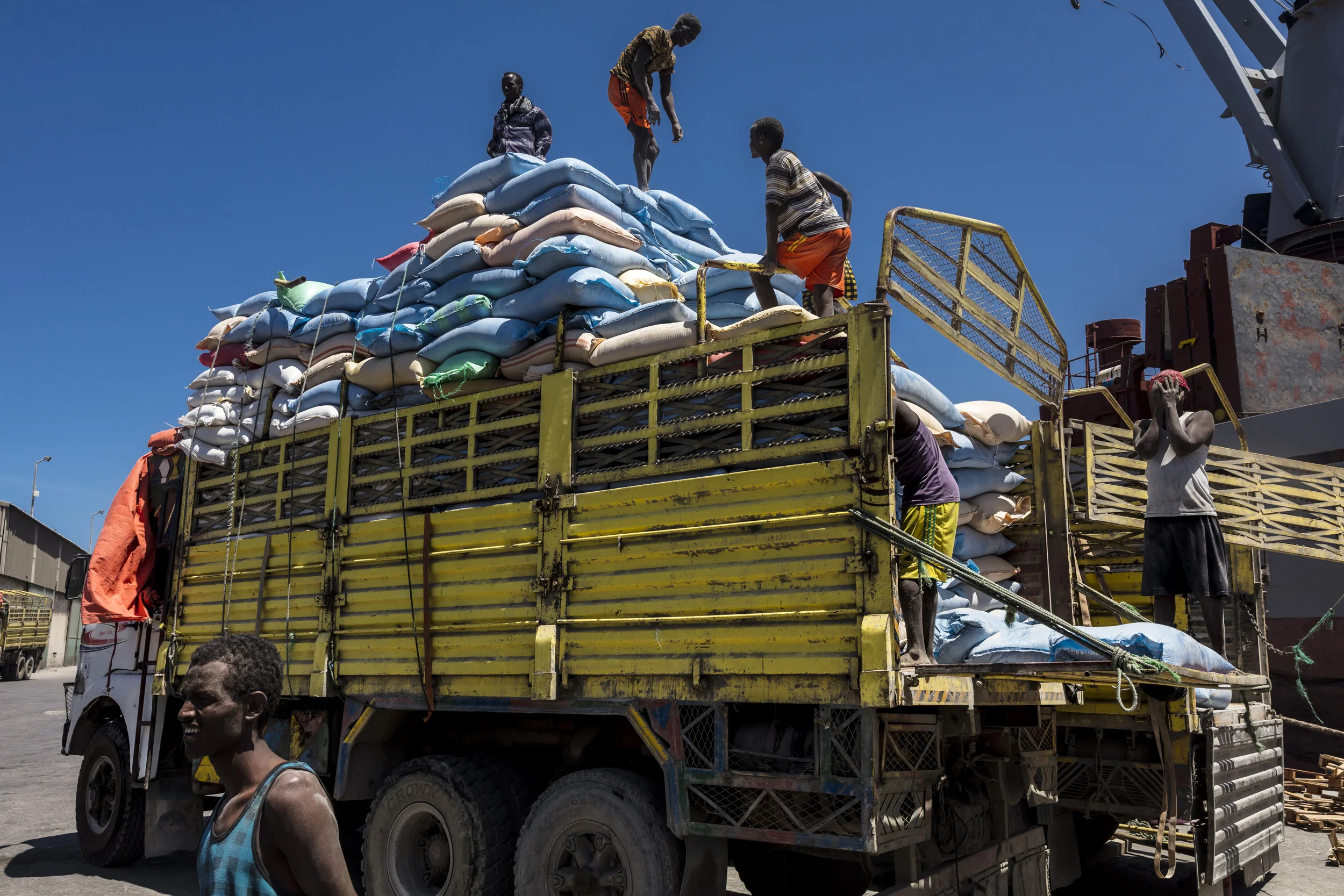MOGADISHU, SOMALIA, 5 AUGUST 2017: Scenes from the port in Mogadishu.This port is largely managed by the Turks and is an essential import export pipeline for Somalia. (Photo by Brent Stirton/Verbatim for Time Magazine.)