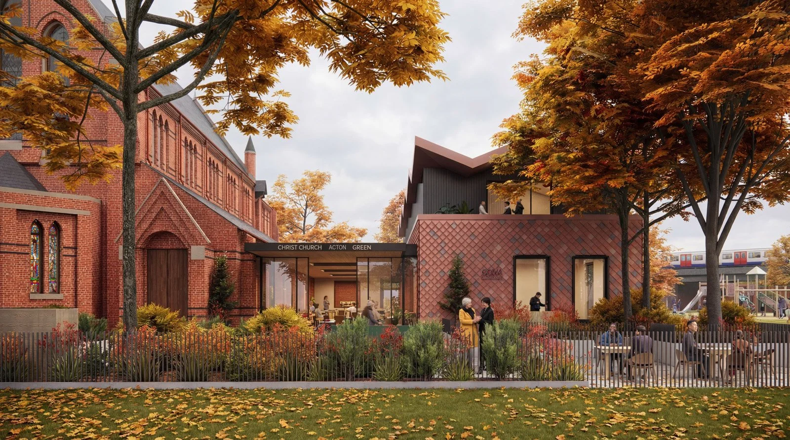 Rendered View of Christ Church W4 Acton Green Proposal | Facing the hub