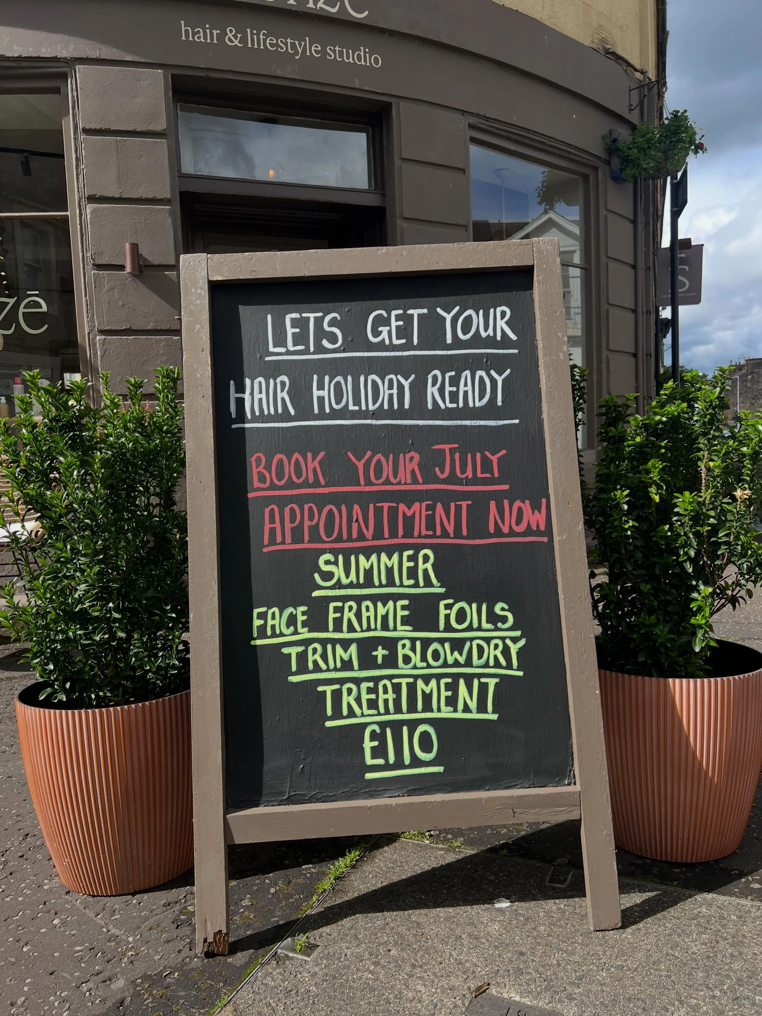 We're shouting about next month's deal so you don't miss out - Book now and grab your colour appointment before your summer holidays ☀️ 

✨Summer Face Frame Foils ✨ 
 ✨Cut &amp; Blowdry ✨ 
 ✨Treatment ✨ 

With selected stylist : book online or call 0
