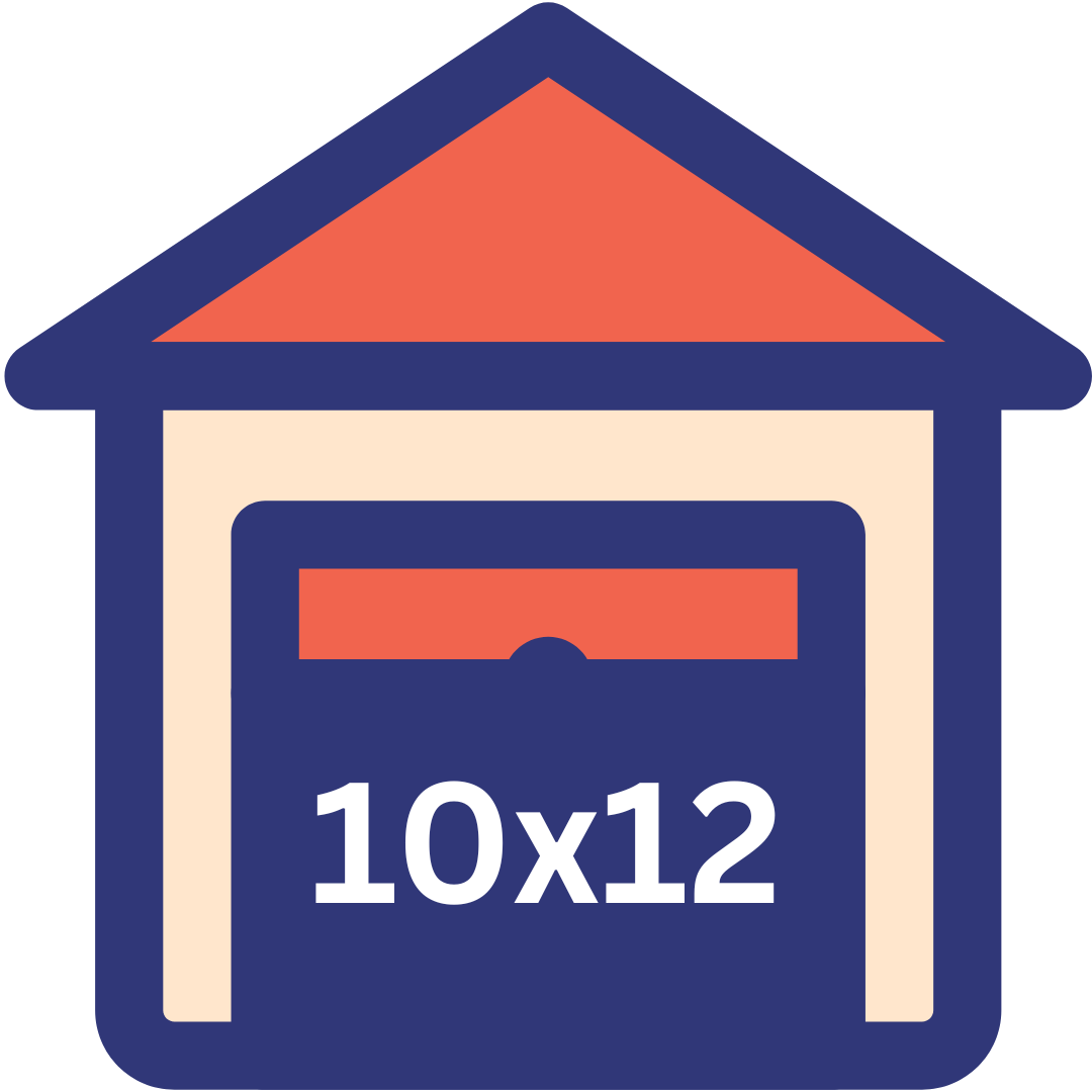Illustration of a post box with a red flag and a slot, marked with dimensions 10x12.