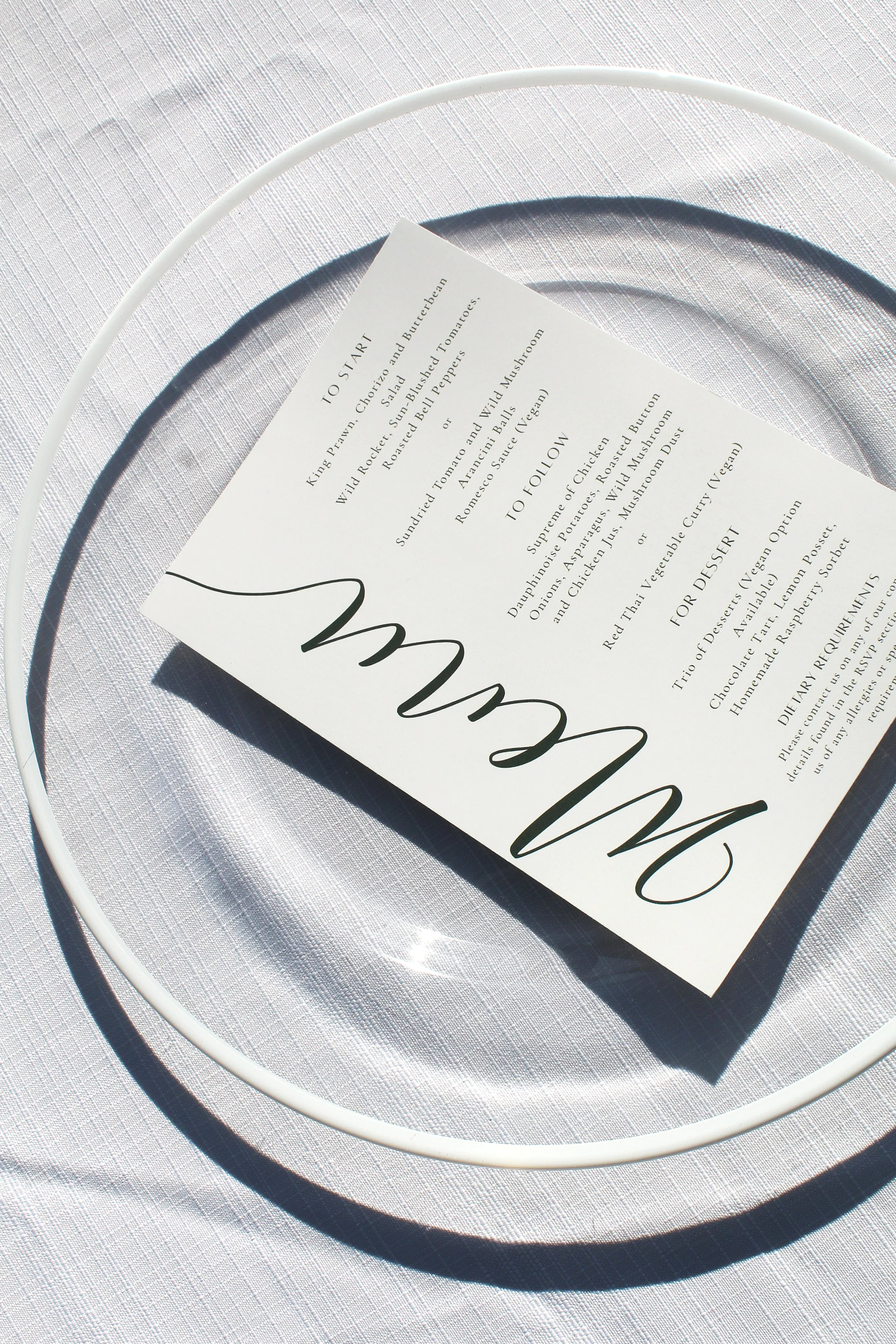 White Rimmed Charger Plate