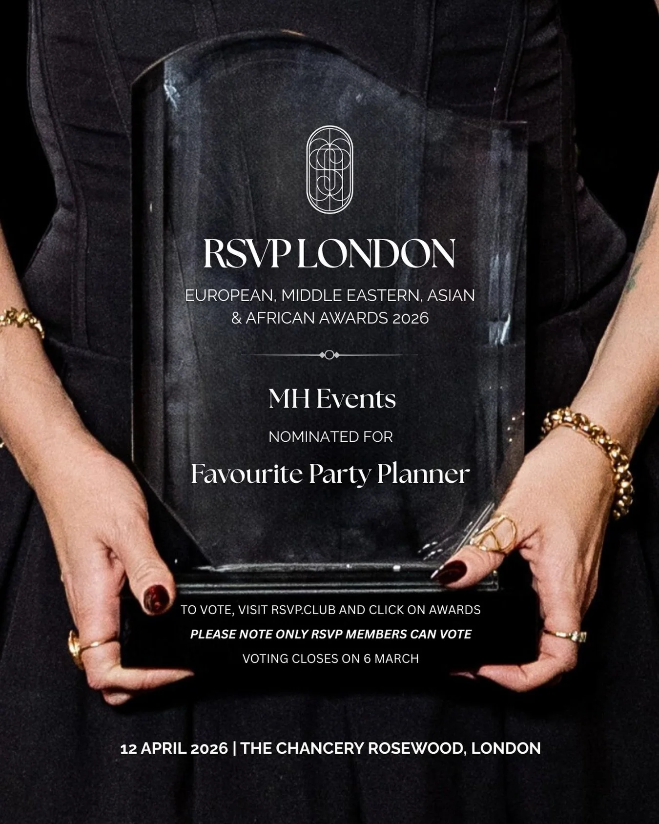 Feeling very grateful 🤍

I&rsquo;ve been nominated in the Favourite Party Planner category at the RSVP European, Middle Eastern, Asian &amp; African Awards in London.

To be considered alongside so many talented planners across Europe, the Middle Ea