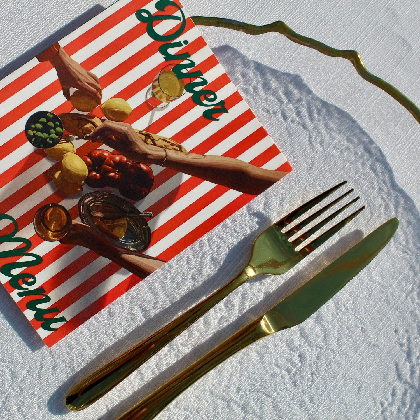 A look into our creative world.

Our latest collection of charger plates, cutlery and glassware has arrived, designed to elevate your tablescape from beautiful to unforgettable. From scalloped elegance to statement gold finishes and sleek black detai