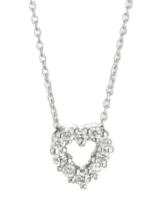 18k White Gold Roberto Coin Tiny Treasure Diamond Heart Pendant