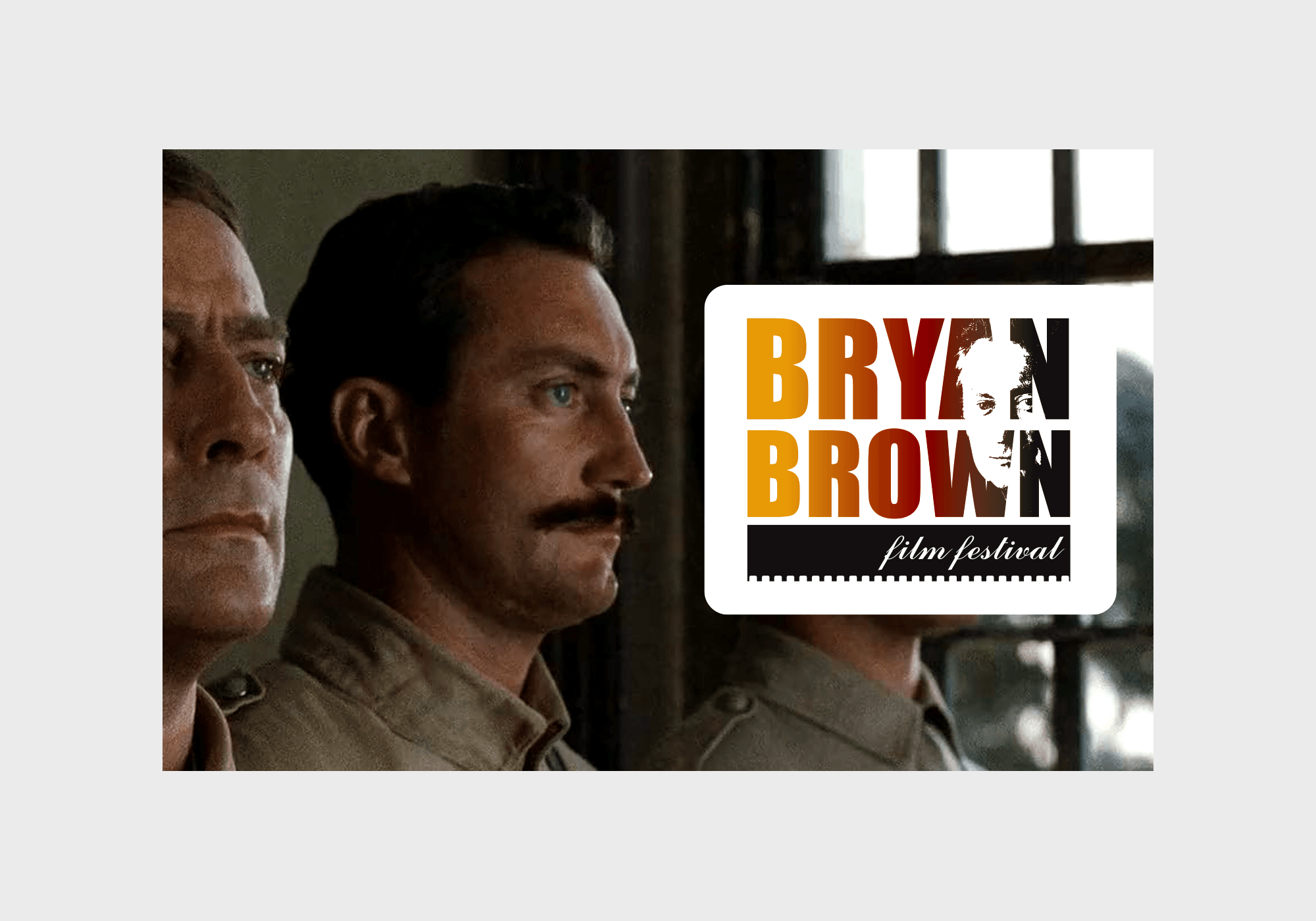 In celebration of Bankstown’s silver jubilee as a city, the Bryan Brown Film Festival was held. Shown here is the festival logo layered over a still from his iconic films.