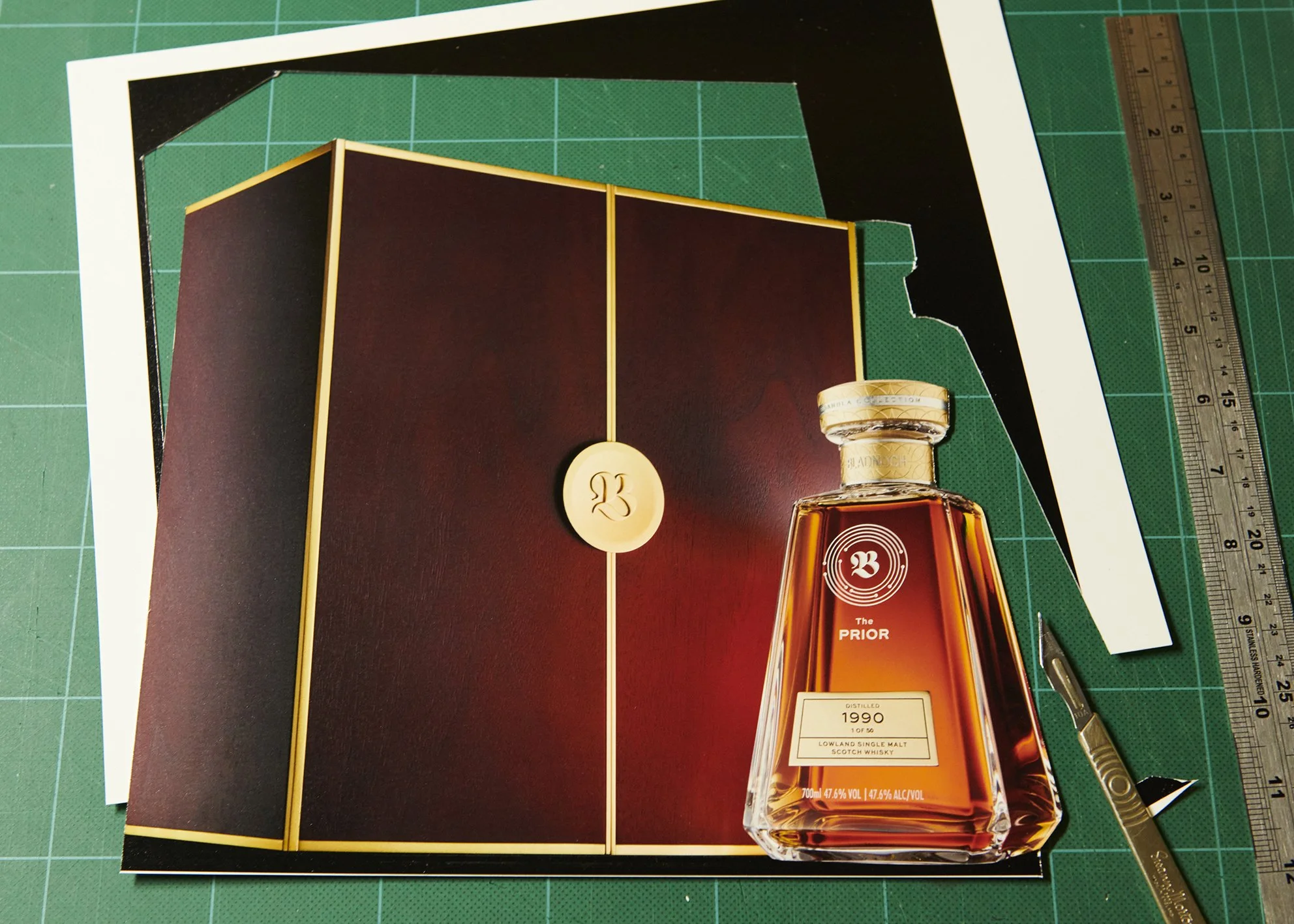 Behind the scenes of the substitute bottle and case.