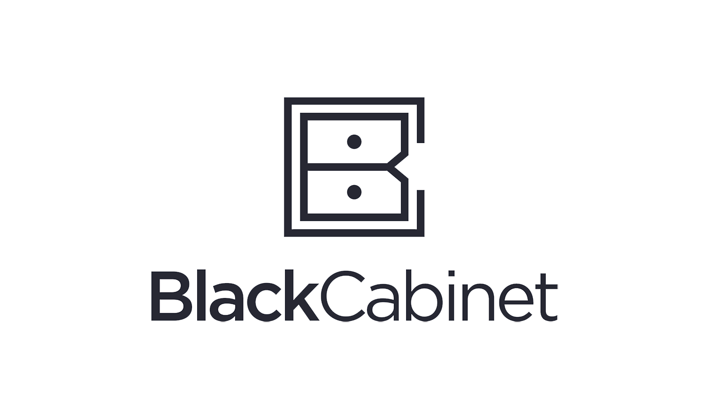 BlackCabinet logo with stylized cabinet drawers and text 'BlackCabinet'