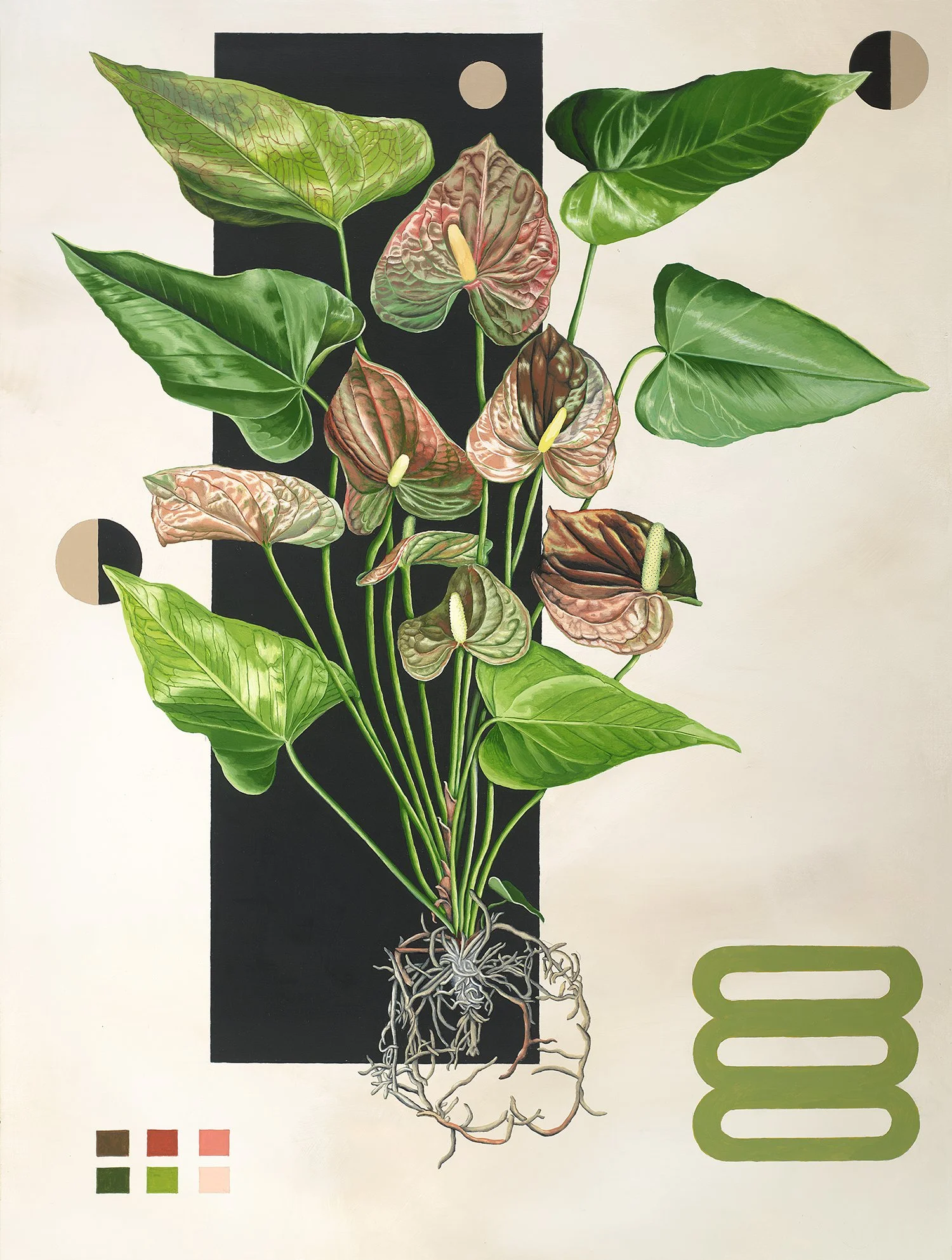 Anthurium    Gouache and acrylic on panel, 30” x 40”    sold