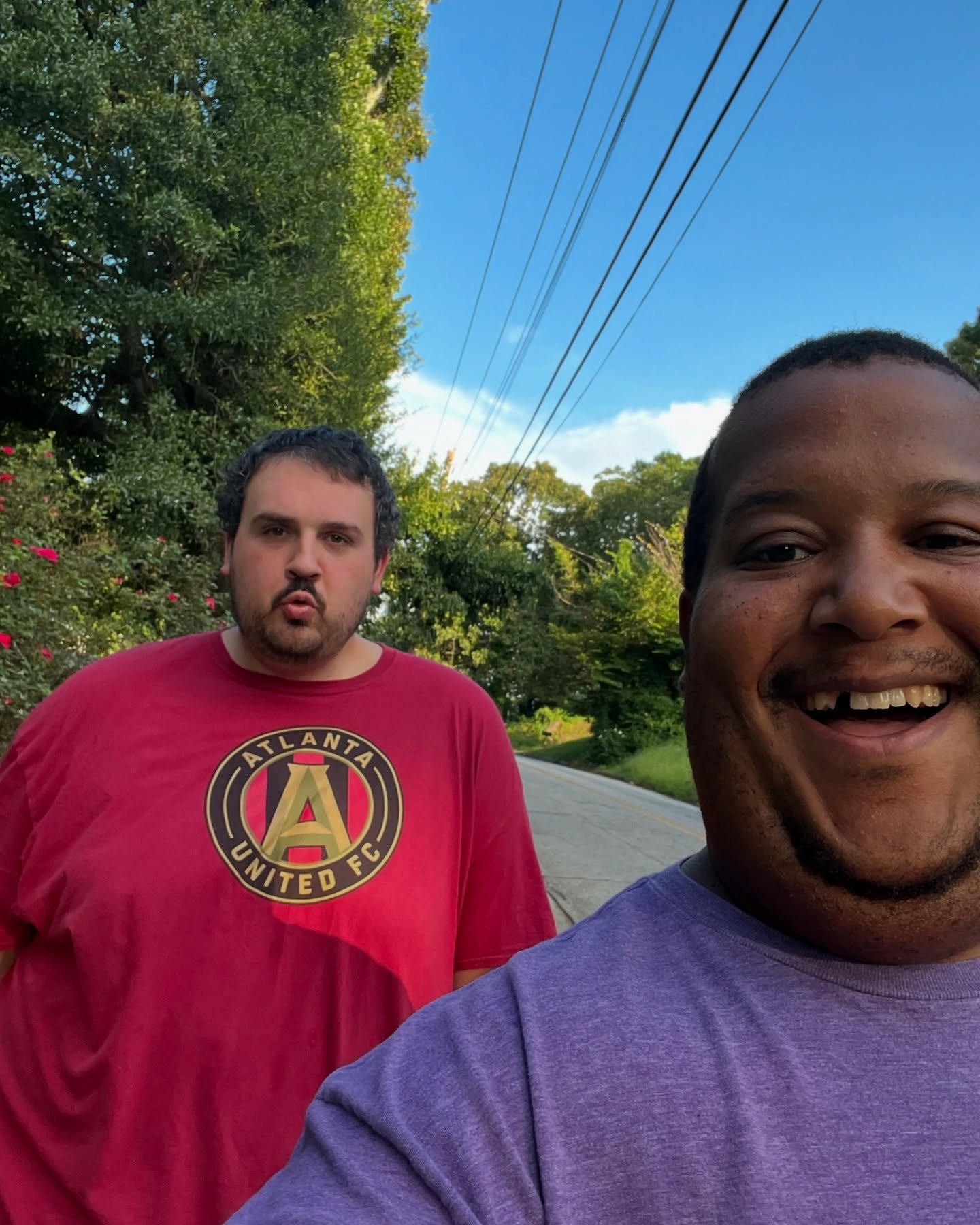 Get you a friend you can walk around the block with.
#bestfriends #weightlossjourney #atlanta #shirtsinthepool #workinprogress #progresspics #bigandtall #plussizedmodel