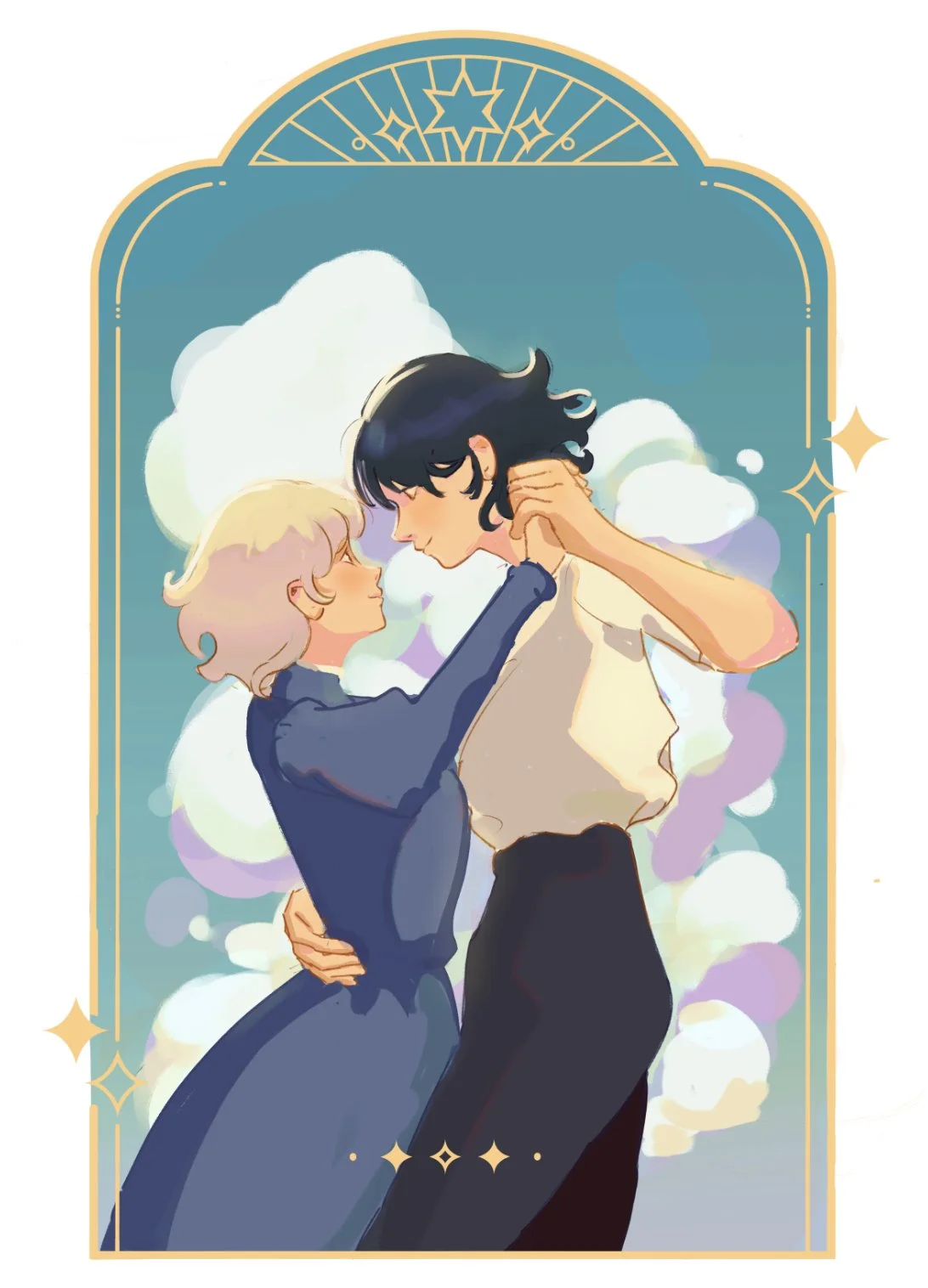 Illustration of Howl and Sophie from Howl's Moving Castle