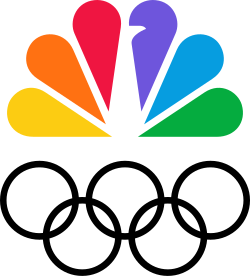 Colorful NBC peacock logo with feathers in purple, red, orange, yellow, green, and blue.