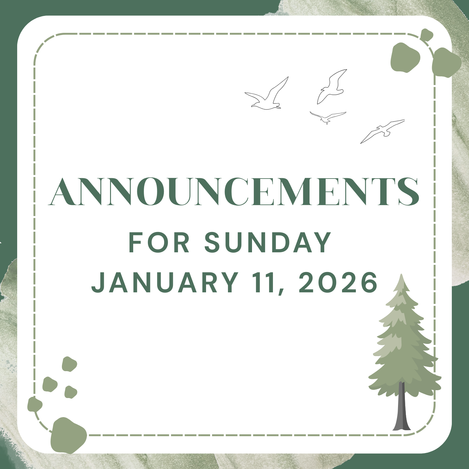 Announcements for Jan. 11, 2026
