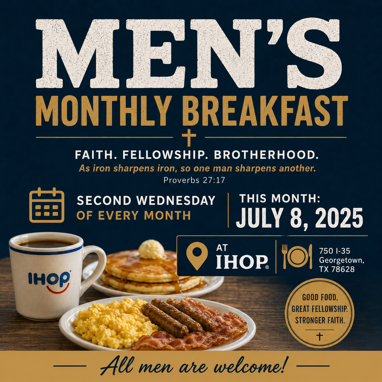 Monthly Men’s Breakfast @ IHOP