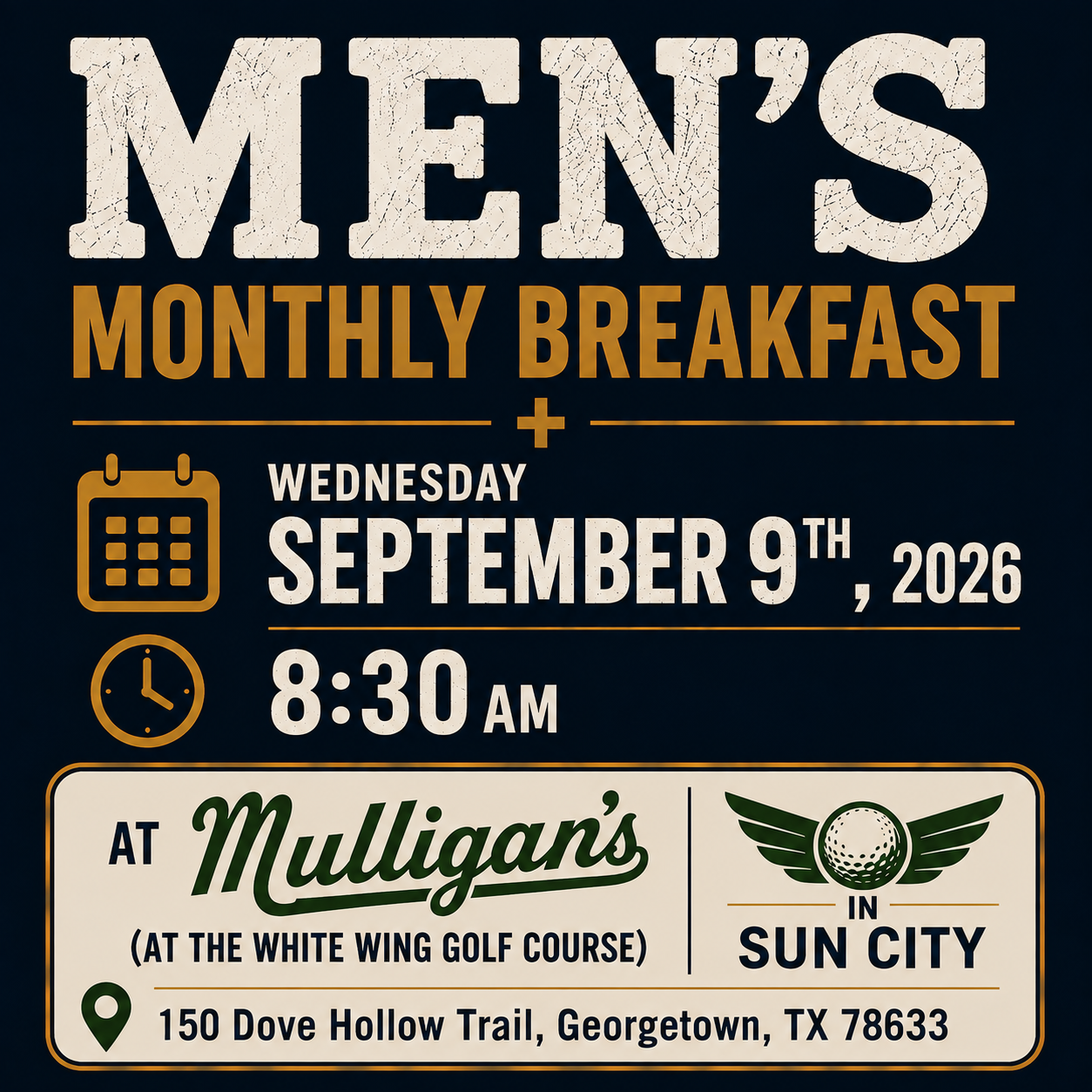 Monthly Men’s Breakfast new location!