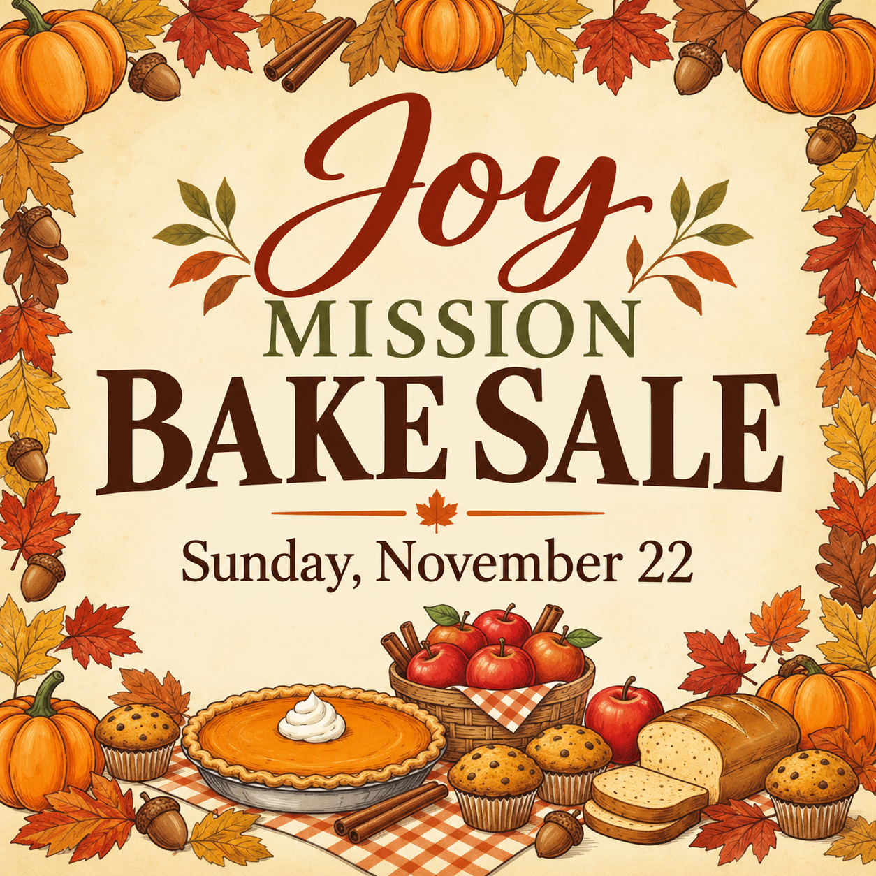 Joy Mission Circle Fall Bake Sale
