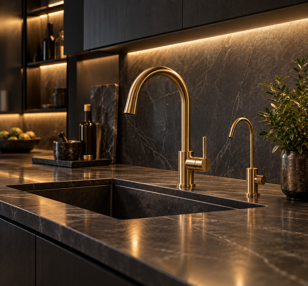 Kitchen plumbing and appliance connections