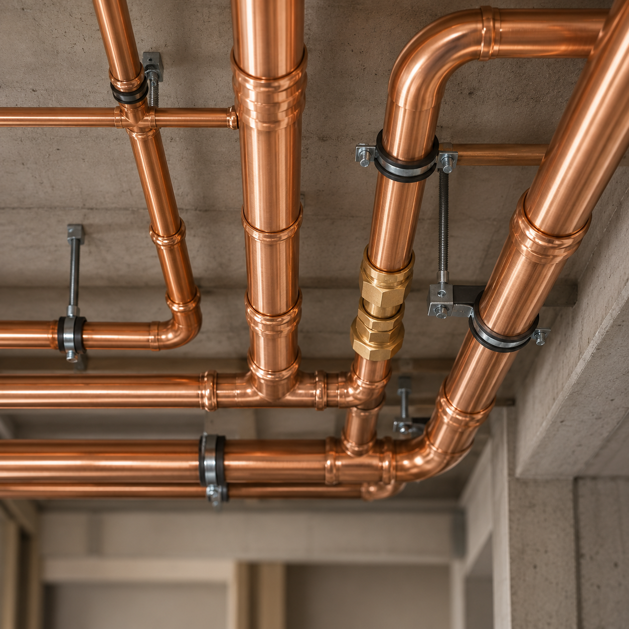 Professional copper plumbing and heating installation during residential renovation in London