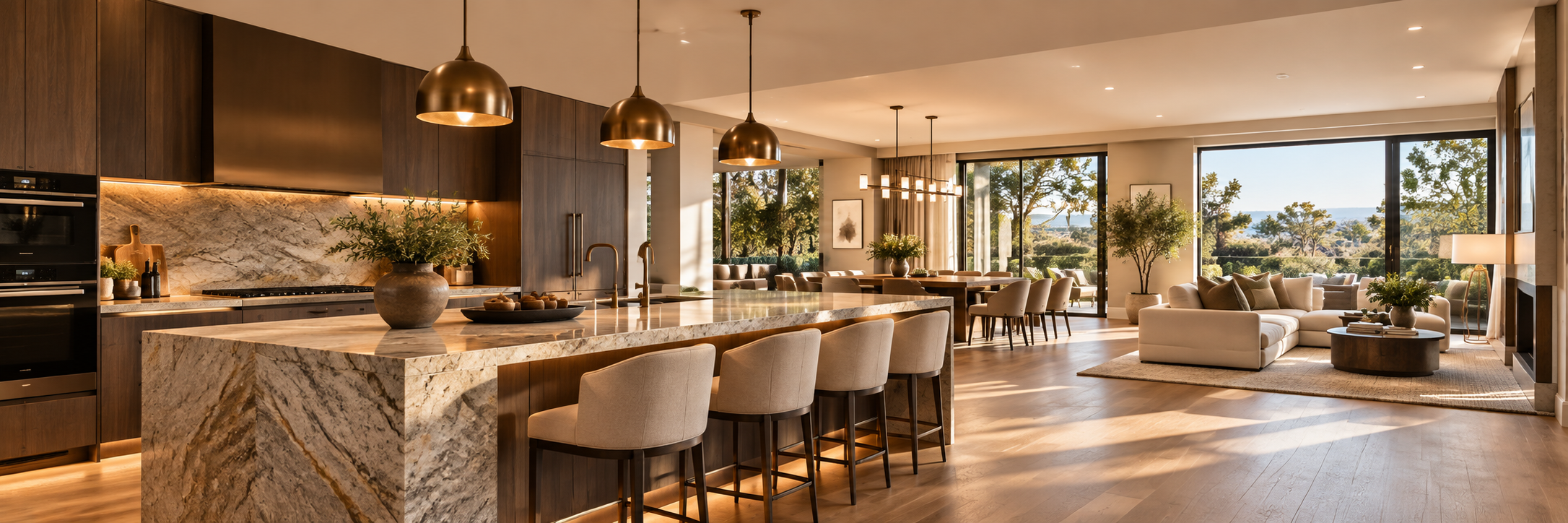 Open-plan kitchen and living space following complete residential refurbishment