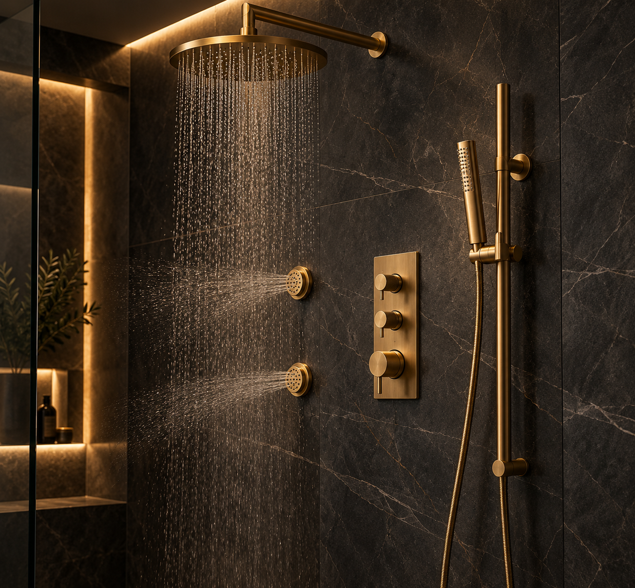 Shower system with multiple water outlets