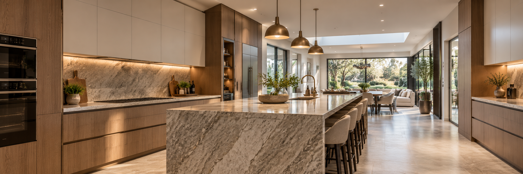 Modern open-plan kitchen created through layout and building systems upgrades