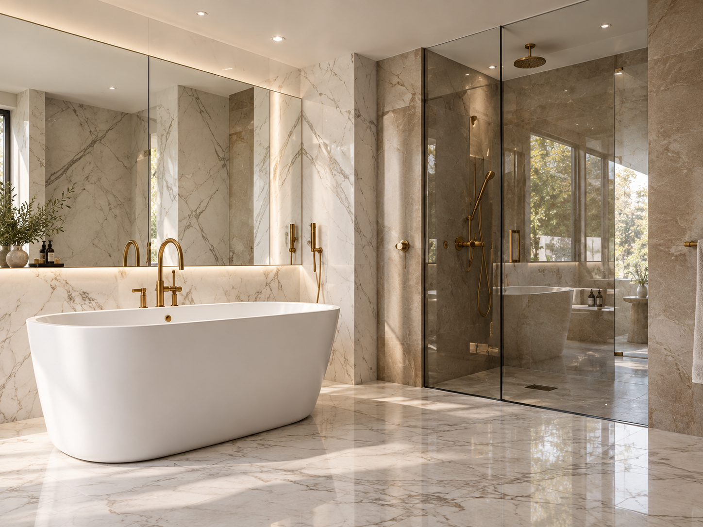 Luxury marble bathroom renovation completed by The Flush Royale in London