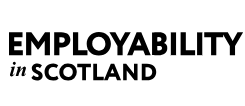 Text reading 'Employability in Scotland' with 'Employability' in bold font.