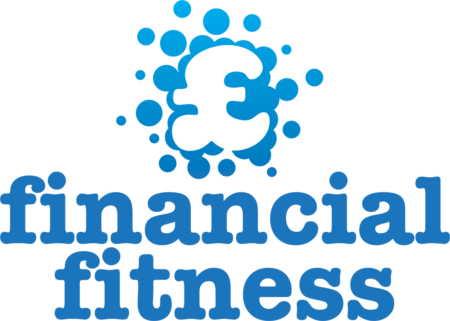 Logo for Financial Fitness featuring a blue splash design above the text 'financial fitness' in blue lowercase letters.