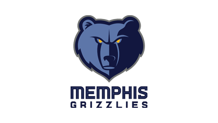 Logo of the Memphis Grizzlies featuring a bear's head with yellow eyes and the team name underneath.