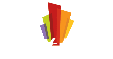 Downtown KC logo with colorful stylized buildings