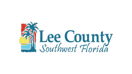 Lee County Southwest Florida logo with palm trees and water