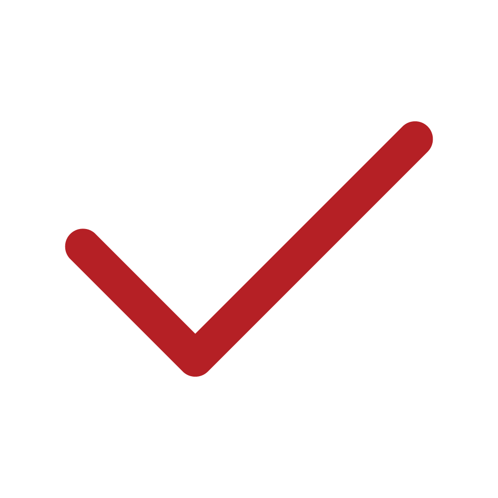 Red check mark on a white background.