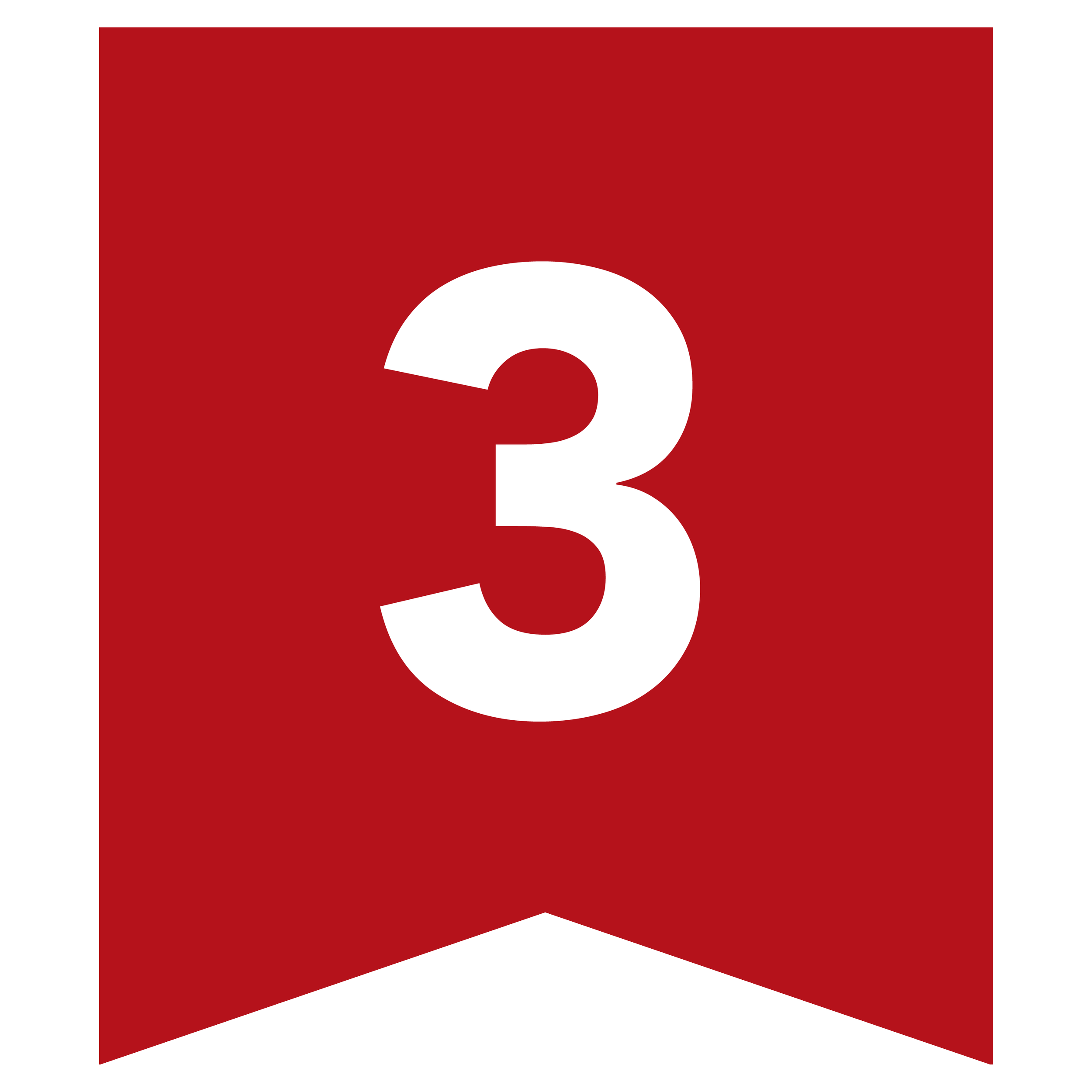 A red flag with a number 3 in the center.
