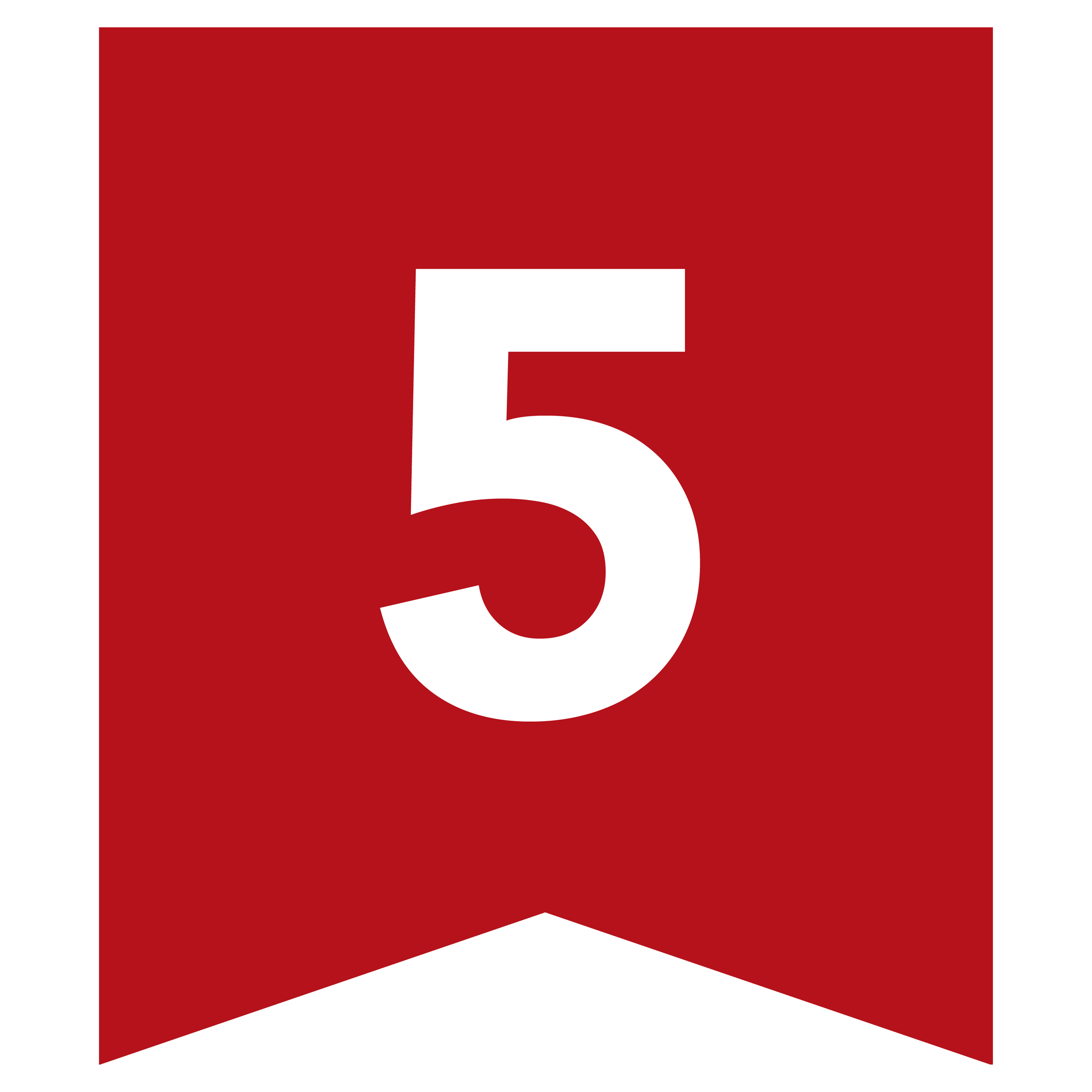 Red flag with number 5 in center