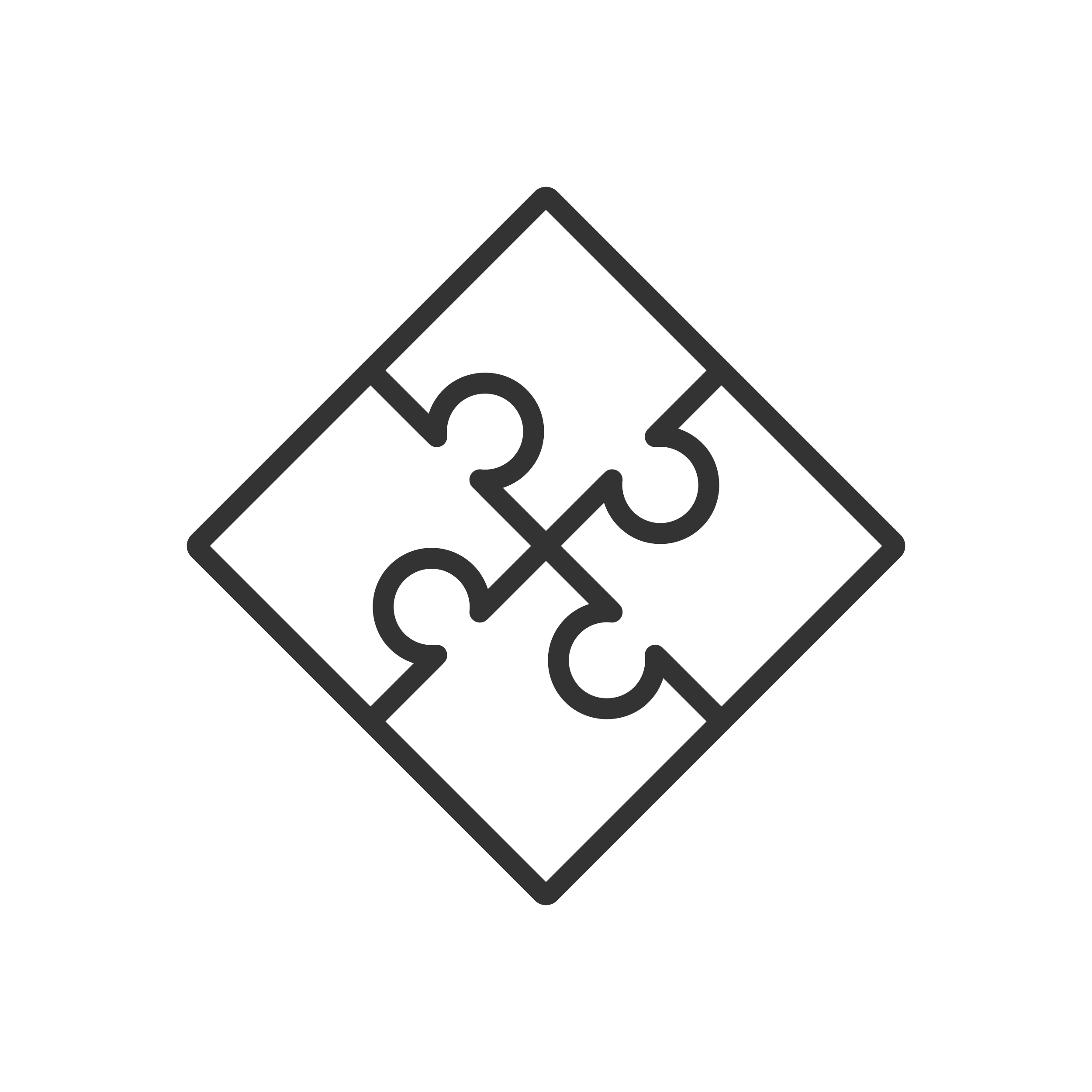 Icon of four puzzle pieces fitting together in a diamond shape.
