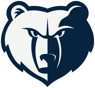 A stylized logo of a bear's head in navy blue and white.