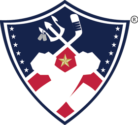 A military-style shield emblem featuring a hand gripping a wrench, a trident, and a gear with a star in the center, surrounded by a border of stars.