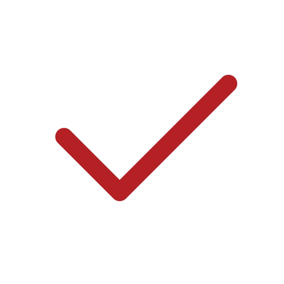 Red check mark on a white background.