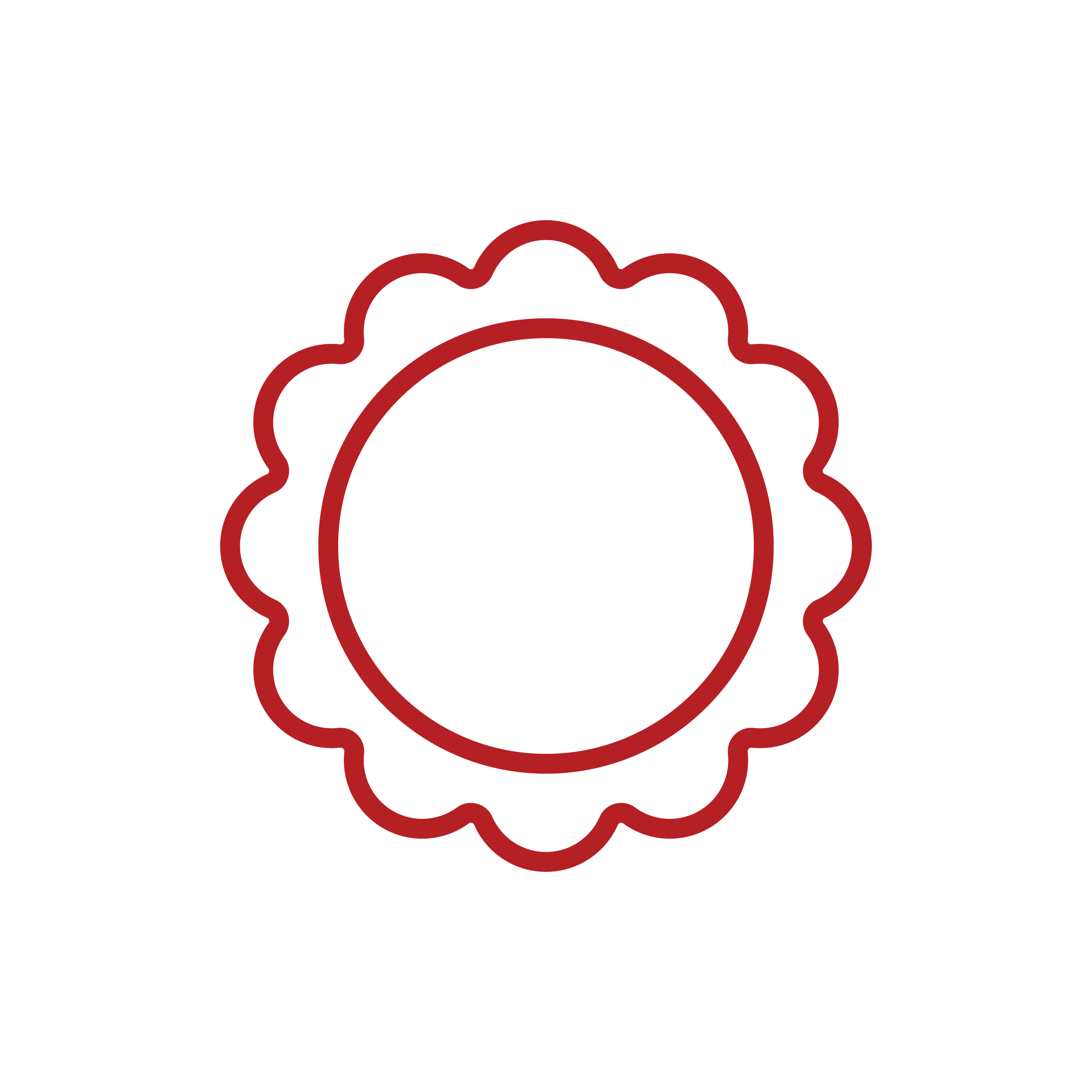 Illustration of red ribbon with a white star in the center.