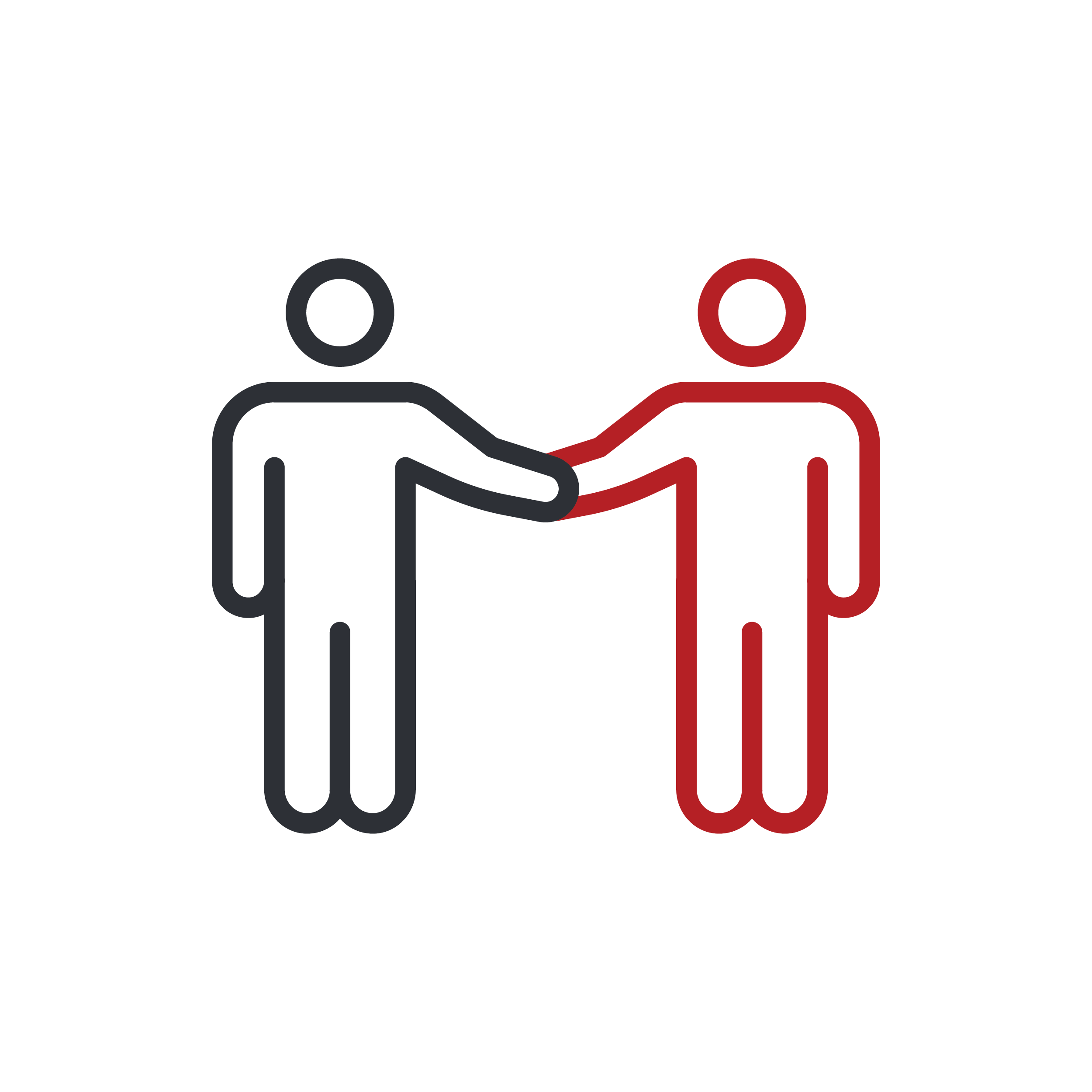 Illustration of two people shaking hands, one in black and the other in red, symbolizing cooperation or agreement.