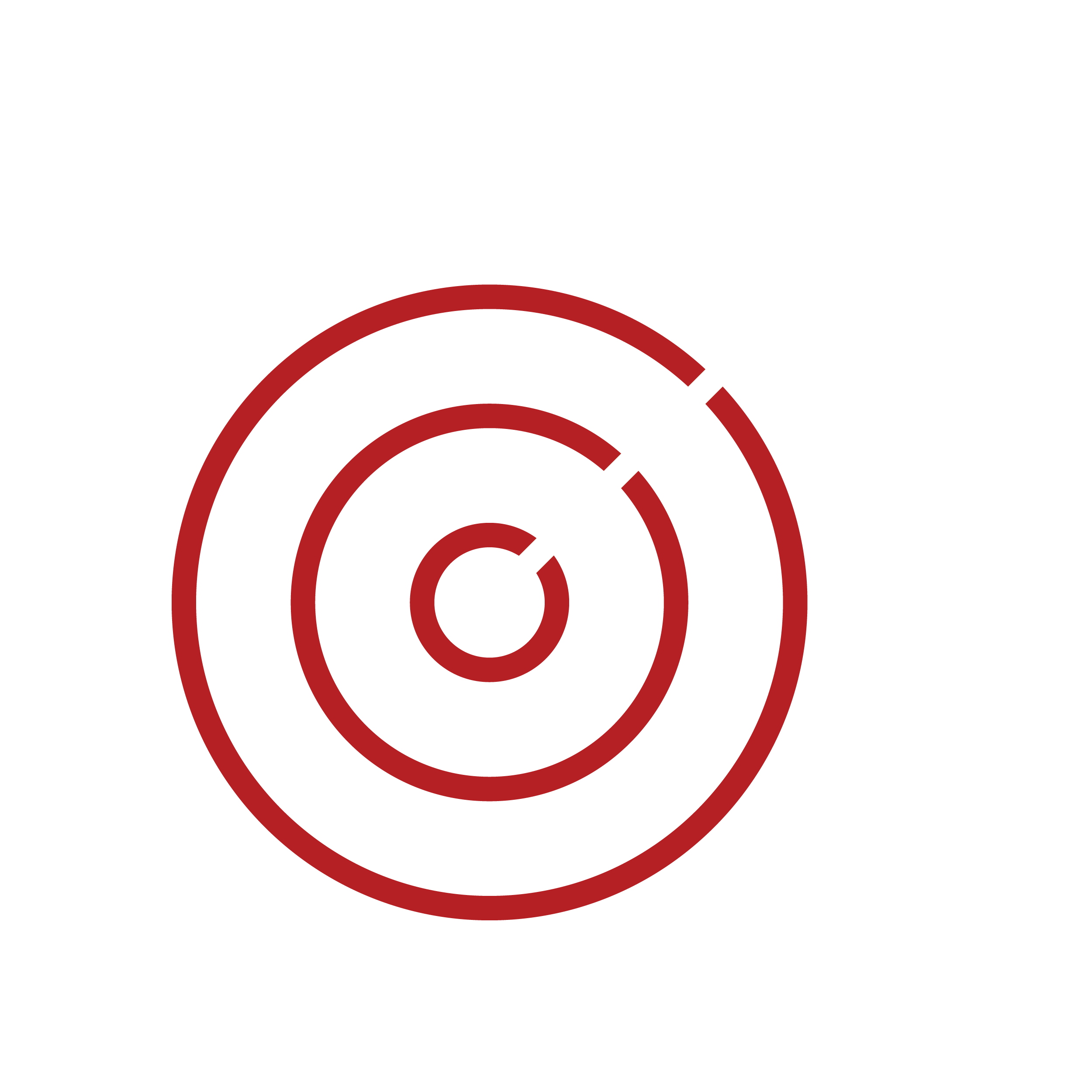 Red and black bullseye target with a white dart hitting the bullseye.