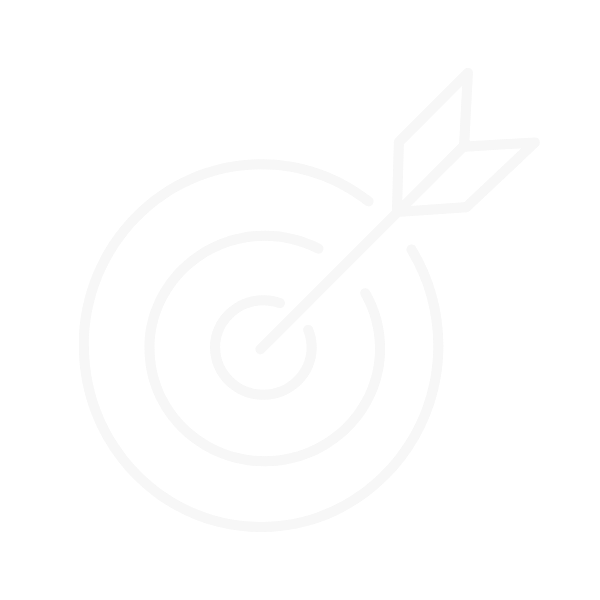 A white outline of a target with an arrow hitting the bullseye on a black background.