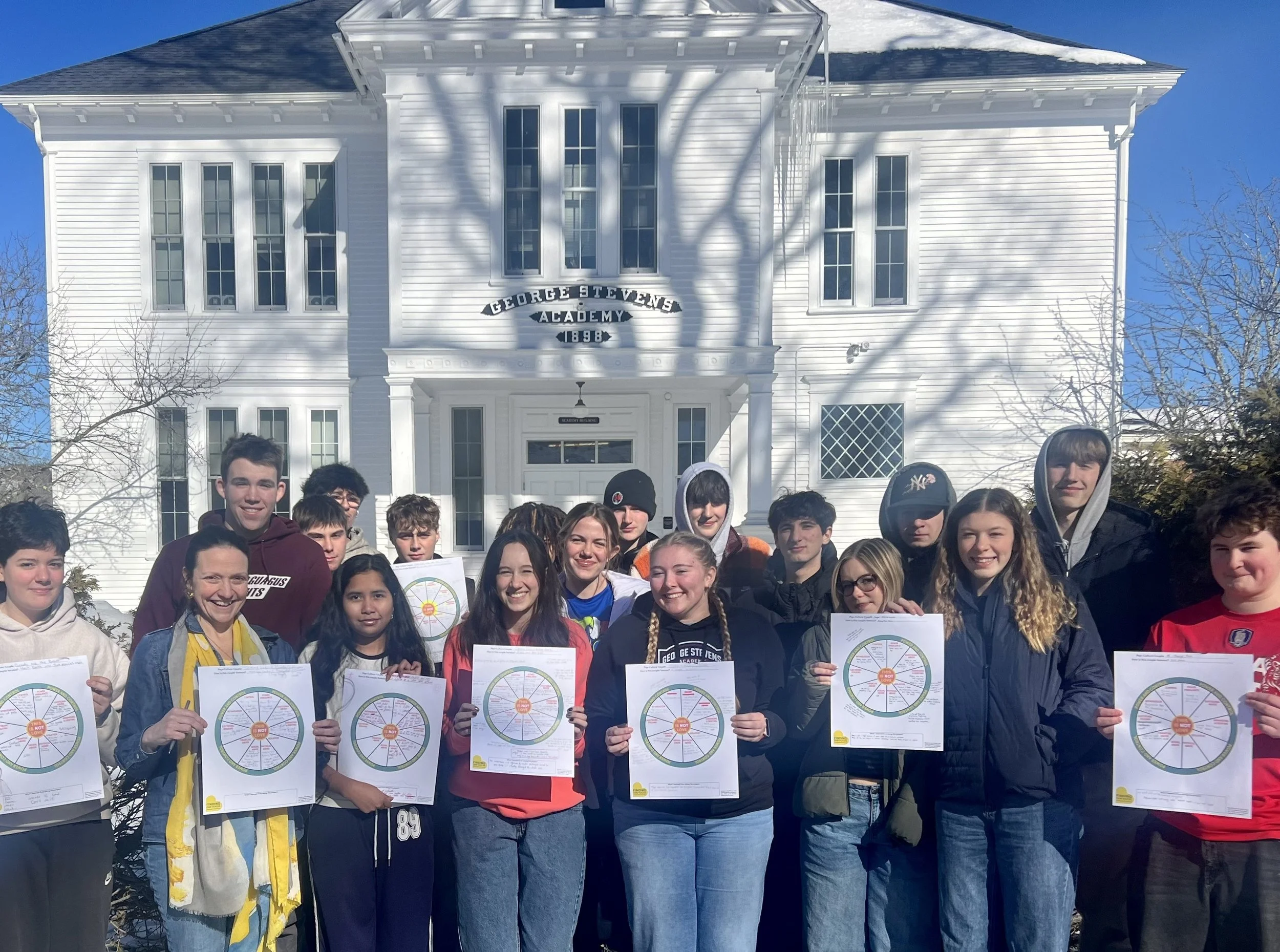 Students participated in exercises with Finding Our Voices to learn about and increase awareness around dating and domestic abuse. 