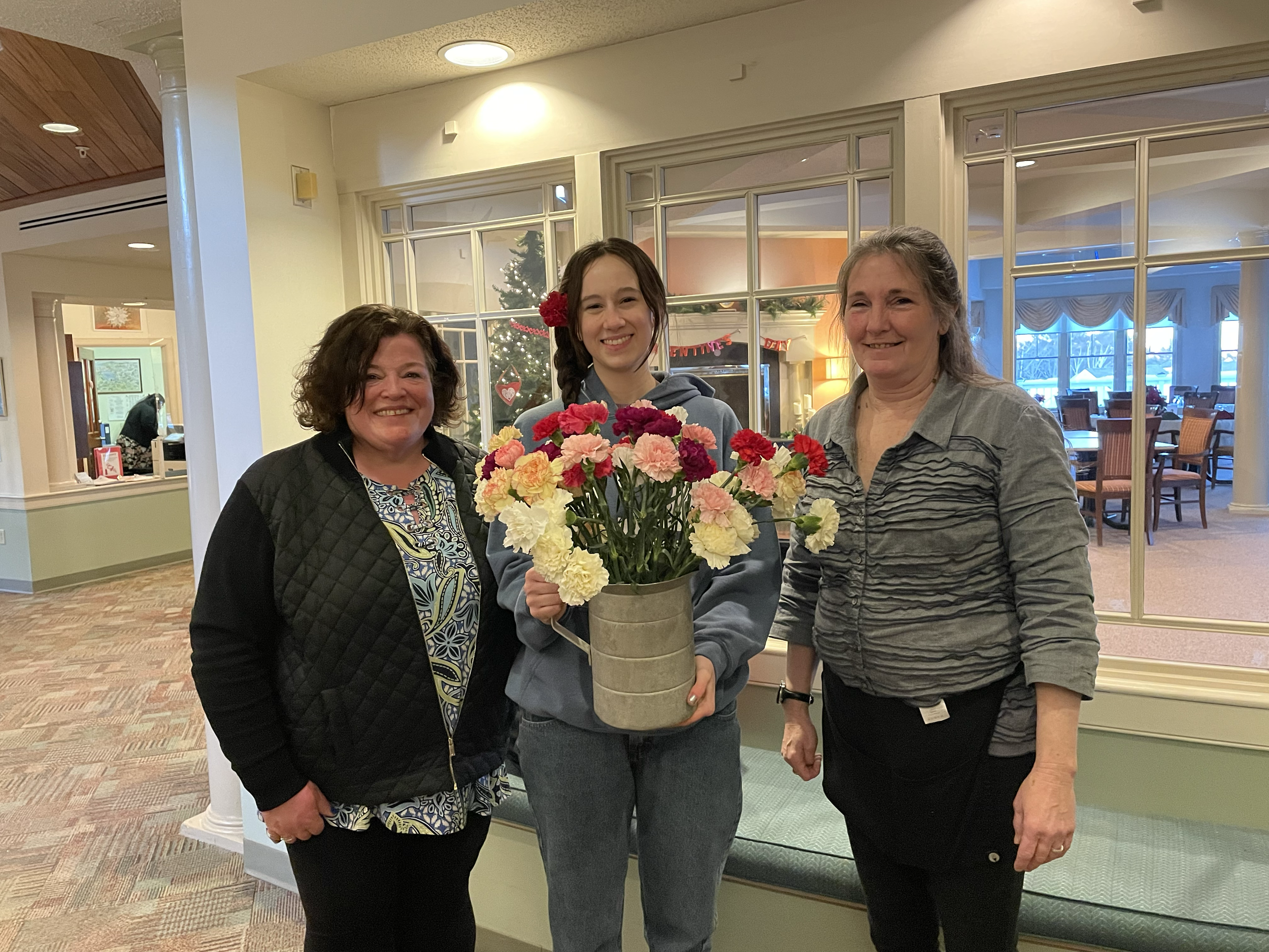 STUCO Vice President and President delivered carnations for Valentine's Day to Blue Hill and Ellsworth retirement homes and hospitals.