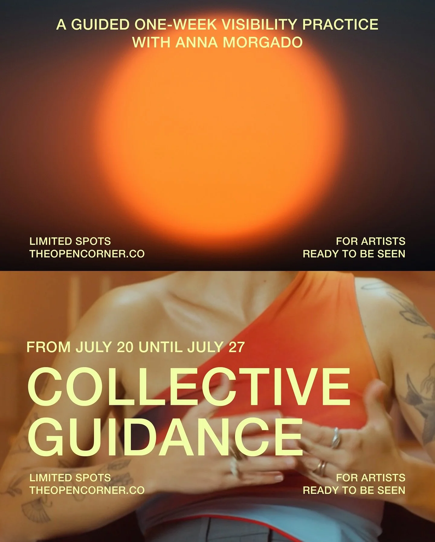 An offering for those who wanna have a sneak peek of The Guided Edition.

We will focus on visibility and the fear of being seen.

You have until Saturday to enroll in our one week of collective guidance.
Spots are limited. 
Link in bio for more info