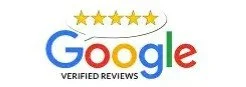 Google logo with five yellow stars above and 'Verified Reviews' text below