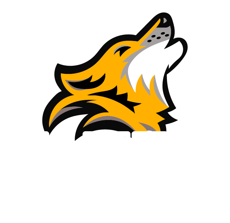 Logo for Family Roofing featuring a stylized yellow and gray wolf head with a black outline, set against a black background with white geometric shapes.